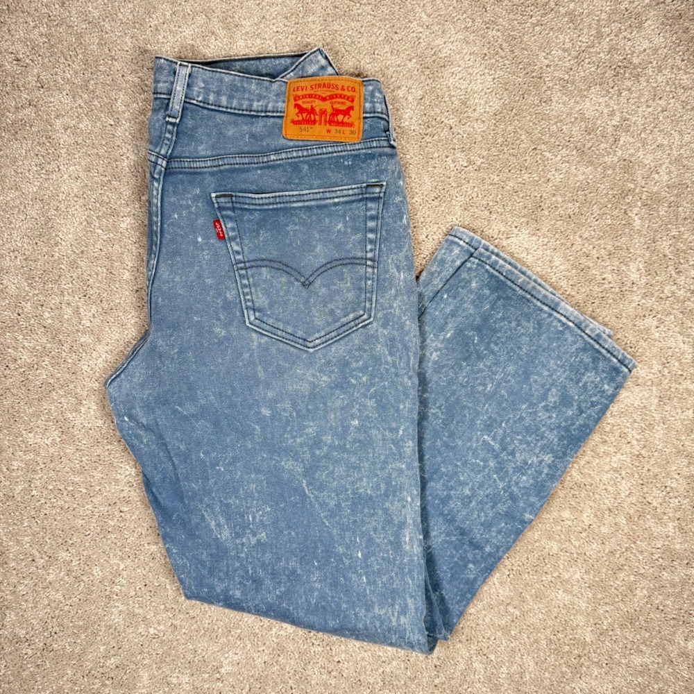 Levis 541 Athletic Taper Men's 34x30 Blue Acid Wash Denim Jeans